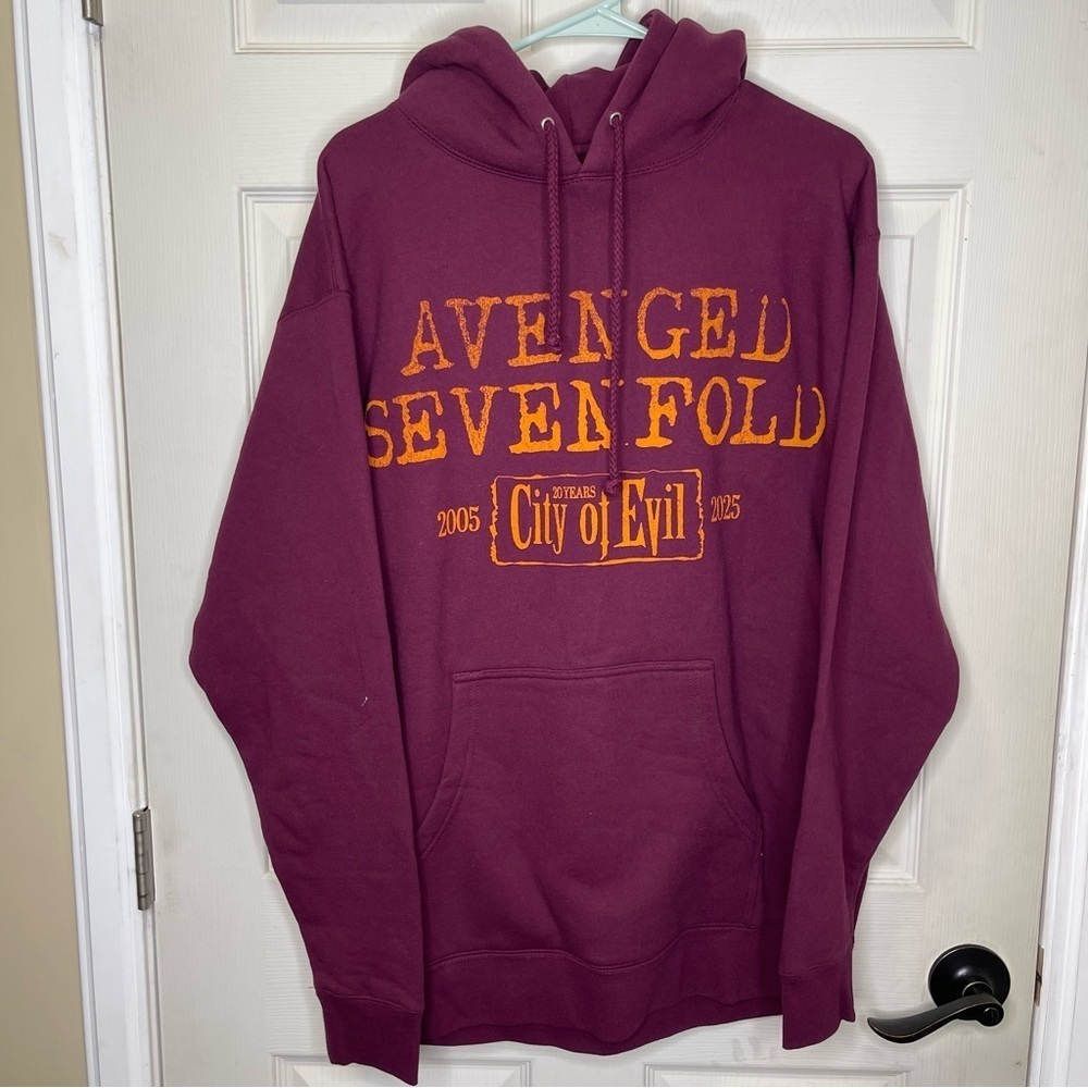 A7X City of Evil Maroon Heavyweight Hooded Pullover (COE 20th Anniversary) Sz L